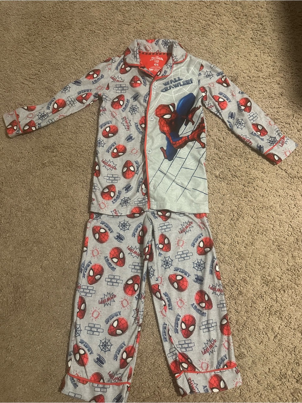 Marvel Spider-Man Red and Gray Kids Pajama Set